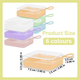 Plastic Square Cotton Pad Holder Pack of 6 Cosmetic Cotton Pad Holder Semi-translucent Portable Travel and Sealed Suitable for Makeup Remover Cotton Cotton Balls Beads (6 Squares 3.2 * 3.2 * 1 inches)