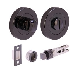 HANDLEZONE® Bathroom Toilet Door Thumb Turn and Release Bullet Round Deadbolt Kit - Black Nickel - 76mm Bolt with 57mm Backset