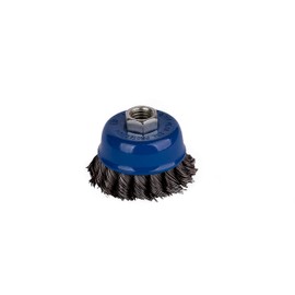 4 x Cup Brush, Diameter 65 mm, Braided Wire Brush Small for Angle Grinders, Robust Sanding Brush with M14 Thread, Steel Brush for Thorough Cleaning and Precise Surface Processing