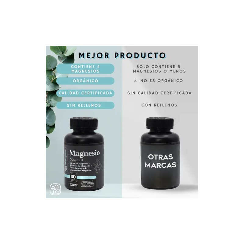 Magnesio Complex Momosie Suplemento Citrato Glicinato Gluconato Óxido Vegano Cápsulas
