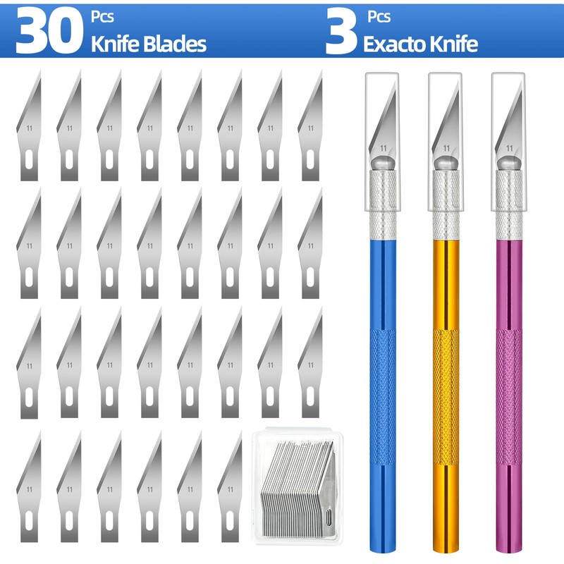 3 PCS Exacto Knife, Hobby Knife, Craft Knives with 30