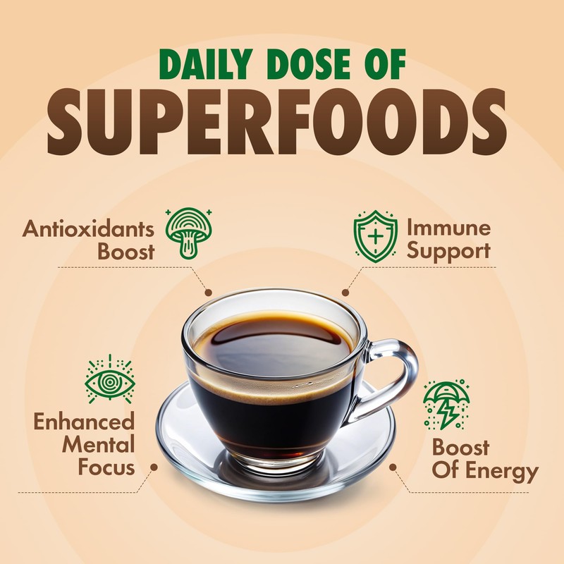 Sollo Infused Instant Mushroom Coffee Sticks, Memory & Clarity Support,