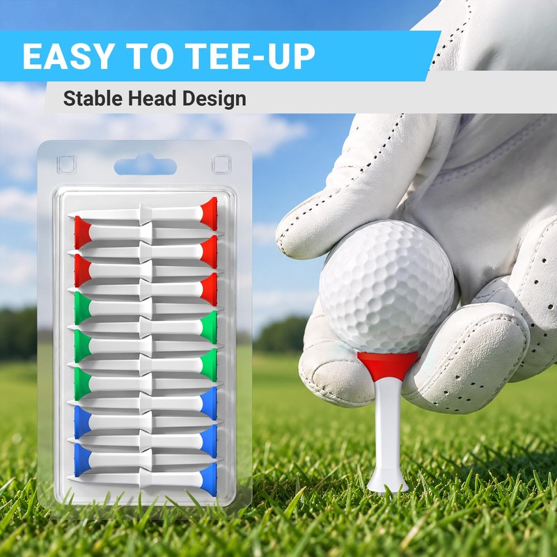 Full Choice 3-1/4" Stepped Golf Tees with Soft Rubber Heads,