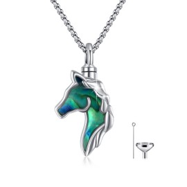 PCTJYFU Horse Urn Necklace for Ashes 925 Sterling Silver Horse Cremation Pendant Memorial Jewelry for Women Lady