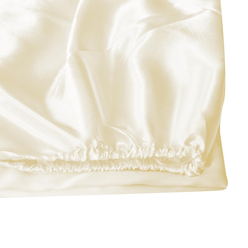 ROOEE Satin Silk Fitted Sheet with Pillowcase Set Breathable Soft