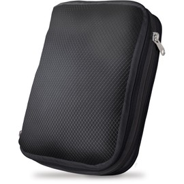 ICHIFUJI Travel Compression Bag, Travel Pouch, Compression Bag, Storage Pouch, Zipper, Business Trip, Travel, Convenient Goods, Compression to Save About 50% of Clothing Space (Large, Jet Black)