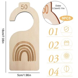 Baby Size Divider, Pack of 9 Baby Size Dividers, Wooden Baby Clothing Divider, 50 to 98 Clothing Sizes Separator Baby, Wooden Size Divider for Baby Shower, Family Gift