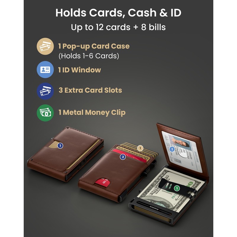 avanture Wallet for Men Card Holder: Pop Up Card Case,