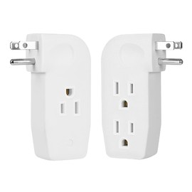 3 Way Vertical Outlet Wall Tap Outlet Splitter Extender with 3 Prong Plug for Behind Furniture, Turn One Outlet Into Three, 1 Outlet on One Side and 2 on the Other, White, ETL Listed, 2Pack