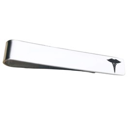 Silver Medical Caduceus Symbol Stainless Steel Tie Bar Clip