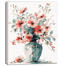 YAOYIN Paint by Numbers Adult Flower, DIY Hand Painted Oil Painting Kit with Brush and Acrylic Paints for Beginners, Painting by Numbers, for Home Decoration, Birthday, Christmas Gift, 40 x 50 cm