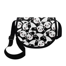 Kuiaobaty Cartoon Pandas Womens Shoulder Bag, Lightweight Cute Panda Bears Messenger Bag Cross Body Bag Multi Pocket Handbag for Ladies