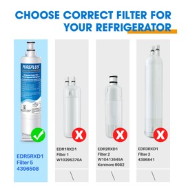 PUREPLUS 4396508 Refrigerator Water Filter, Replacement for EDR5RXD1, EveryDrop Filter 5, 4396510, 4392857, Kenmore 46-9010, 9085, LC400V, WF-NLC240V, RFC0500A, WF285, W10186668, 4Pack
