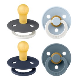 BIBS Colour Soothers Pack of 4, BPA-Free. Pack of 2 Glow in the Dark Cherry Shape Nipples. Natural Rubber/Latex, Made in Denmark. 0-6 Months (Pack of 4), Petrol Glow Mix