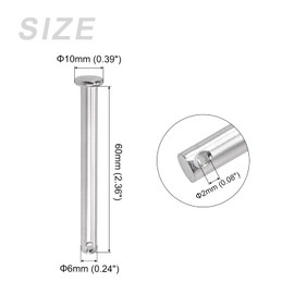 METALLIXITY 1pc 6mmx60mm Single Hole Flat Head 304 Stainless Steel Clevis Pin for Metal Devices Furniture Mounting Industrial DIY