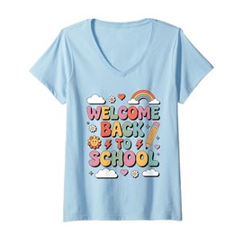 Womens Welcome Back to School Teacher Appreciation Boys Girls Gifts V-Neck T-Shirt