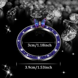 TOMALL Bling Car Engine Start Button Cover Butterfly 2pcs Diamond Interior Crystal Push Start Stop Button Ring Sparkly Accessories Engine Ignition Cap Rhinestone Universal Decorations for Car (Blue)