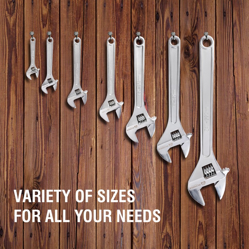 Olympia Tools 8" Adjustable Wrench, Heavy Duty Drop Forged Steel,
