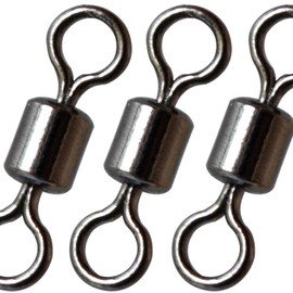 50pcs/100pcs Rolling Swivels Fishing Swivel Snaps Connector Stainless Steel Black Nickel Bearing Swivels Hook line Connector for Saltwater Freshwater Test 29-282lb,2/0-50pcs