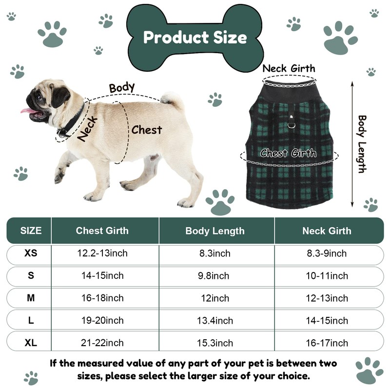 Weewooday 4 Pieces Winter Fabric Dog Sweater with Leash Ring