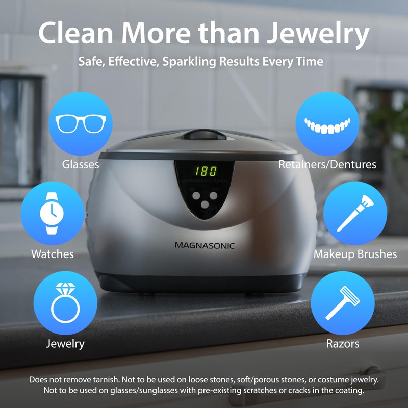 Magnasonic Ultrasonic Cleaner - 20oz Stainless Steel Tank, Digital Timer,