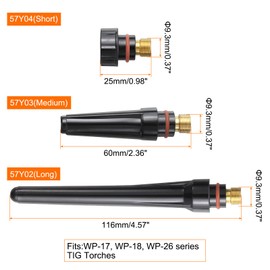 sourcing map 15pcs TIG Back Cap 57Y02 57Y03 57Y04 Fit Welding Torch WP-17, WP-18, WP-26 Back Cap for TIG Torch Part Accessory Replacement