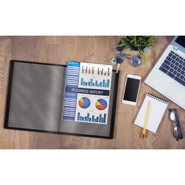 Better Office Products - Libro de presentación con 24 bolsillos encuadernados, paquete de 3, vista frontal transparente, capacidad de 48 páginas, portafolios de arte, cubiertas delanteras y traseras