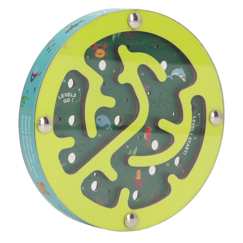 Balance Maze Game Double Sided Educational Round Portable Wooden Ball