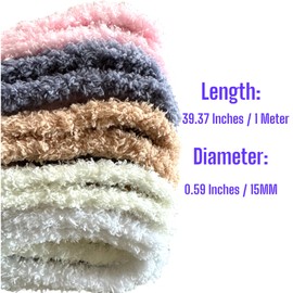 Muloo Shop 10 Pcs in 5 Colors 39.37 Inches*15mm Fluffy Pipe Cleaners Crafting/Chenille Stem Craft, Super Colossal Fuzzy Sticks, DIY Projects and Craft Supplies Decorations, Kids Art (Multi-Color)