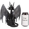 Ebros Ruth Thompson Metallic Grey Checkmate Dragon with Horns Statue