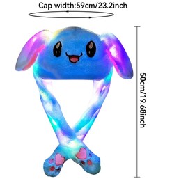 umbresen Bunny Hat Ear Moving Jumping Rabbit Hat Funny Cute Plush Animal Cap with Paws for Kids Women Girl Party Christmas Holiday Birthday Dress up Cosplay Costume Gift (LED Blue)