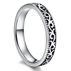 Cloyo Stainless Steel Rings for Women Silver Vintage Celtic Wedding Band Size S