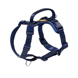 DF Freedom No Pull Martingale Dog Harness, Safety Control to Stop Pulling, Reflective and 5 Point Adjustable, Padded Handle for Easy Support, Navy Blue Pro, 1", Chest 22.4" - 30.4"