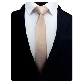 Gusleson 2.4" Solid Champagne Slim Tie for Men Skinny Necktie (UK0973-09)