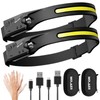 LED Headlamp Rechargeable Flashlight, 2-Pack 230° Wide Beam Headlight with