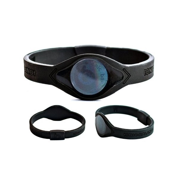 Officiel – Bande d'équilibre ionique Noire Obsidienne – Hologramme Noir – Technologie MK2 de dernière génération (Petite – 17,5 cm).