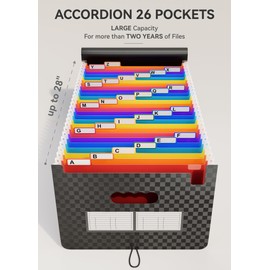 ABC life Document Folder A4, Folder A4, 26 Expanding File Organiser, Large Capacity Document Bag, Accordion Expandable Organiser Folder, Portable Sorting Folder for Home or Office Documents
