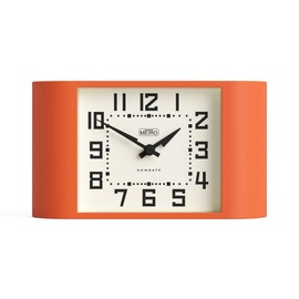 NEWGATE® Mini Metro desk clock | Retro mantel clock | Orange | Mid century style for desk, table top, shelf or bedside