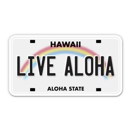 Squiddy Live Aloha State License Plate Style - Vinyl Sticker Decal for Phone, Laptop, Water Bottle (3.5" Wide)
