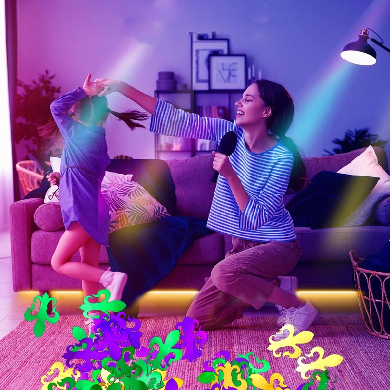 HIXNUG 1OZ Mardi Gras Confetti Decorations Masquerade Fleur De Lis