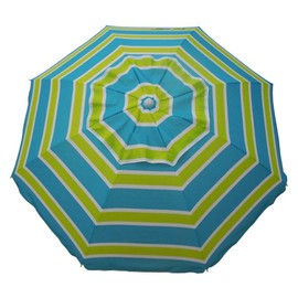 Heininger 1300 Sea Blue & Lime Green 7' Beach Umbrella with Tilt and Travel Bag
