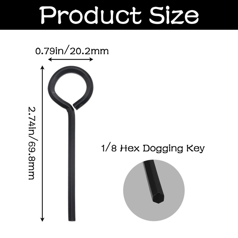 Seamaka 15PCS 1/8” Standard Hex Dogging Key with Full Loop（Black）,Metal