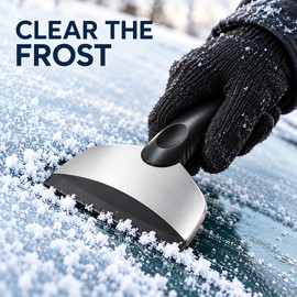2 Pack Car Ice Scrapers for Windshield Snow and Ice Removal – Stainless Steel Scraper Tools for Winter Car Cleaning
