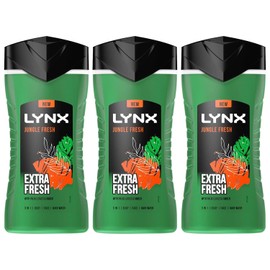 Lynx 3-in-1 Shower Gel Jungle Fresh 12 Hours of Long Lasting Refreshing Fragrance Body Wash with Plant-Based Moisturisers for Men for Naturally Soft Skin, 225ml Pack of 3