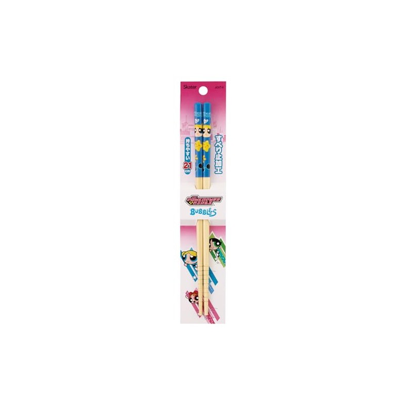 Skater ANT4-A Power Puff Girls Bubbles Bamboo Safety Chopsticks 8.3