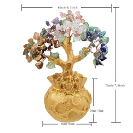 Nupuyai 7 Chakra Stones Crystal Tree Feng Shui Gemstone Tree Lucky Tree Money Tree Gift Wedding Feng Shui Decoration for Good Luck