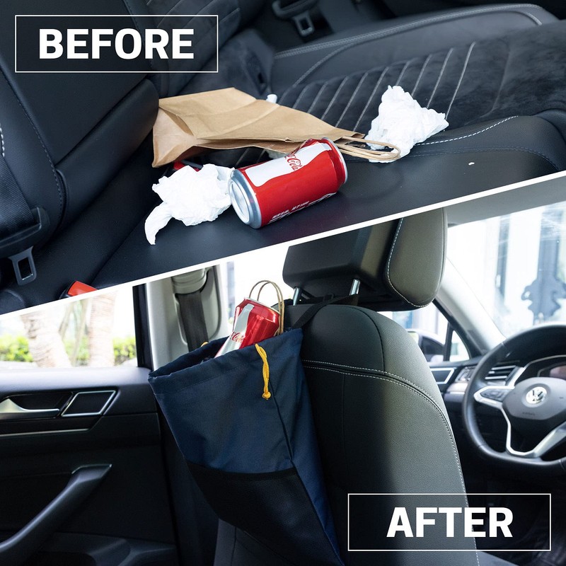 GNEGNI 2PCS Car Garbage Can, Hanging Car Trash Bag with