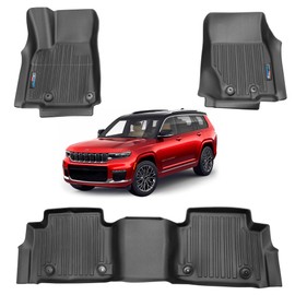 Automotive 3D Floor Mats Set for Jeep Grand Cherokee 2022-2024 (WL) | Heavy Duty All Weather Floor Protection Car Accessories | Black Liner Carpets Mat | Custom Fit Liners for 1st & 2nd Row