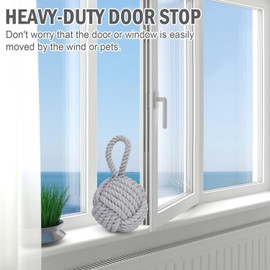 Pomeat Nautical Decorative Door Stopper with Rope Weighted Base - Heavy Duty Door Stop for Home Window Wedge - 6" (Grey)