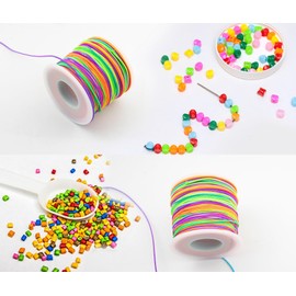 1mm Stretchy Bracelet String, Sturdy Rainbow Elastic String for Necklaces, Beading and Crafts, Elastic Cord for Jewelry Making (164 Feet, 2)